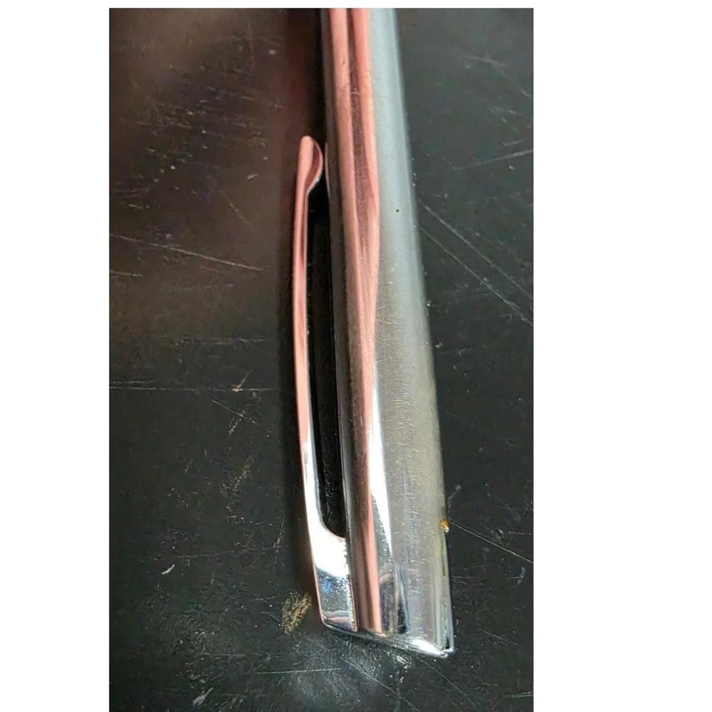 Vintage Slim Chrome Metal Twist Ballpoint Pen Silver Tone Minimalist Executive